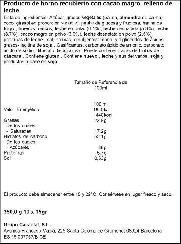 CACAOLAT PASTISSET DE CACAU 350G