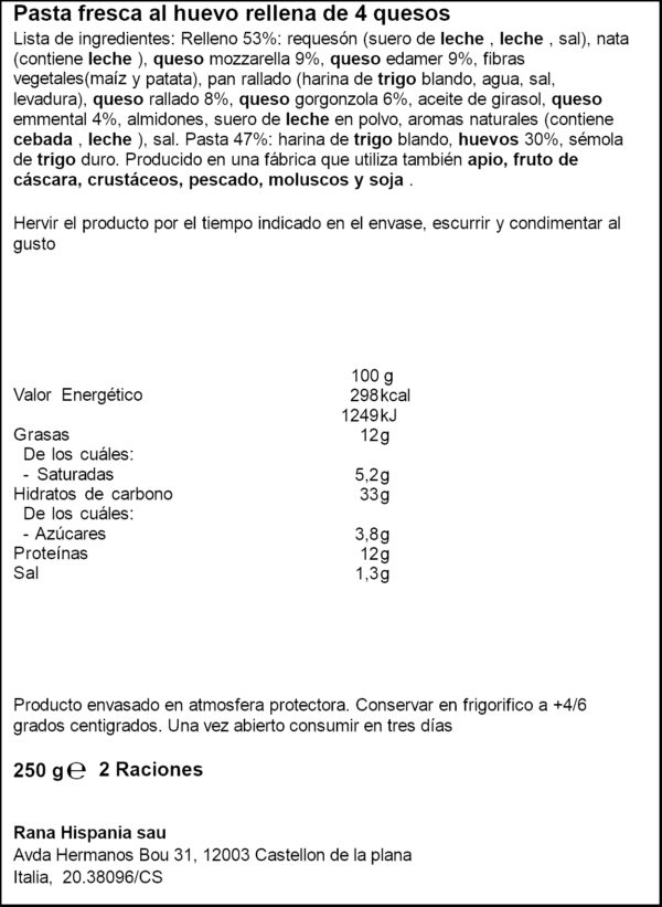 RANA TORTELINI 4FORMATGES 250GR