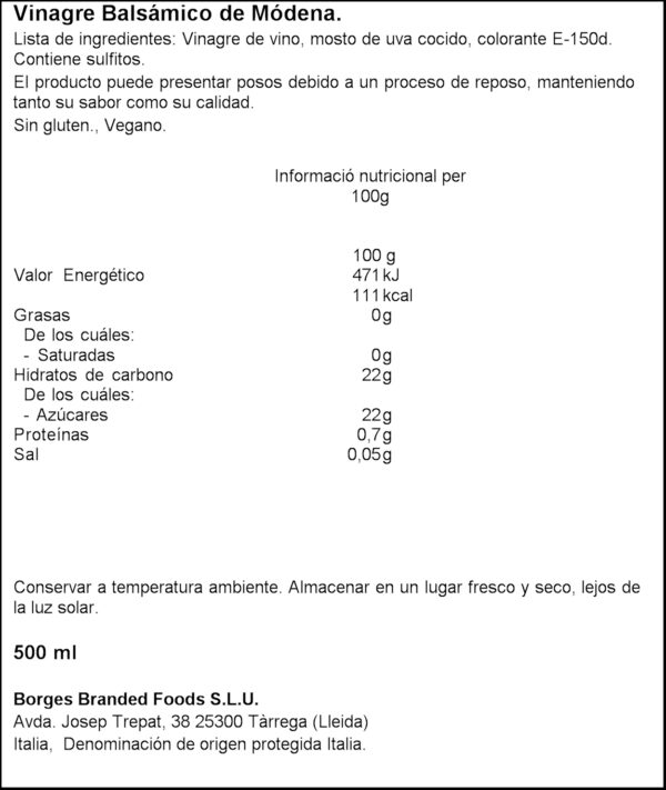 BORGES VINAGRE MODENA 0,5L