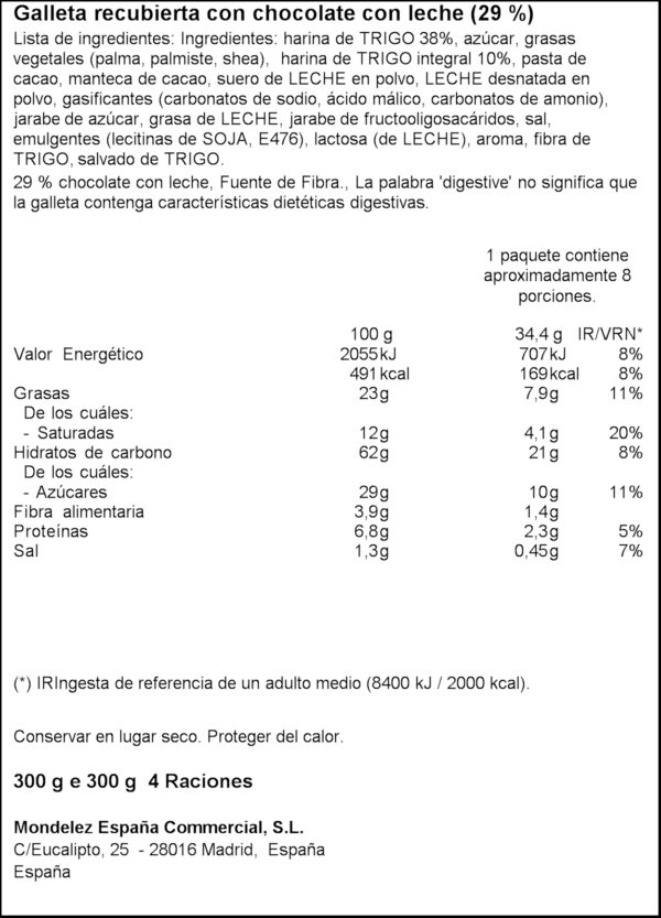 FONTANEDA GALETA DIGESTIVE XOCO LLET 300GR