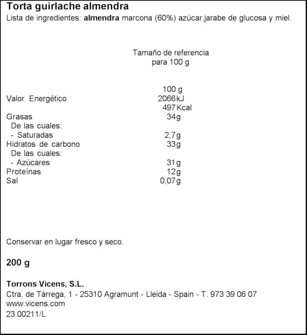 VICENS TORRO CROCANT AMETLLA 200GR