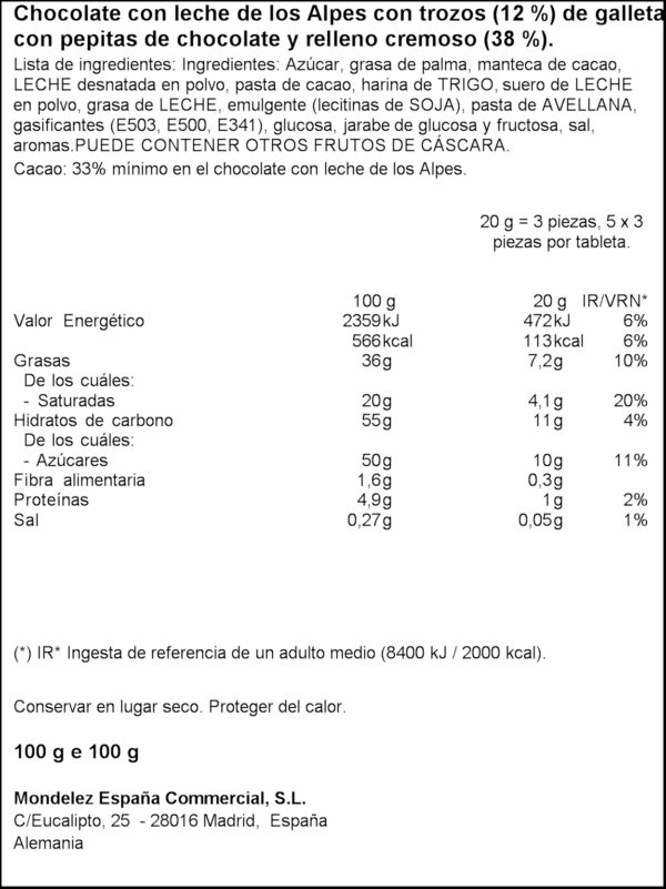 MILKA XOCO CHIPS AHOY 100GR