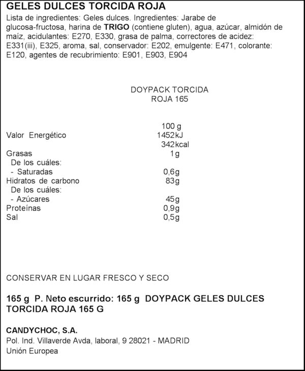 MGZ. TORCIDAS VERMELLES 165GR