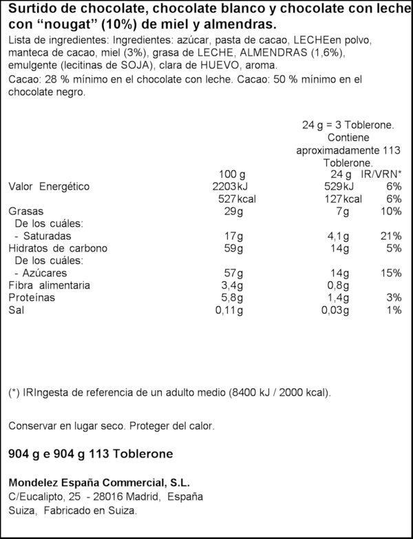 TOBLERONE MIX CUB 900GR