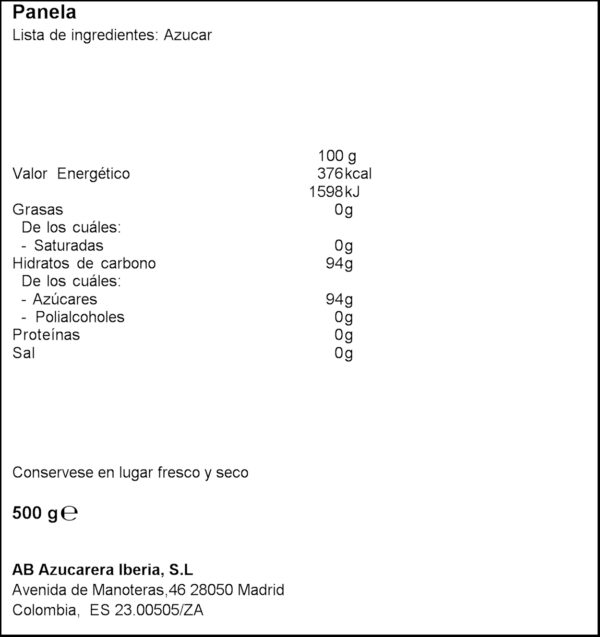 AZUCARERA PANELA COLOMBIA 500GR