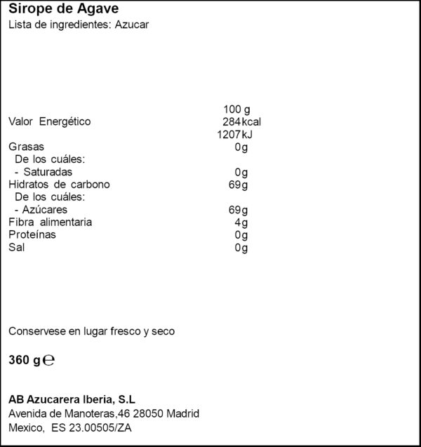 AZUCARERA XAROP D'AGAVE 360GR