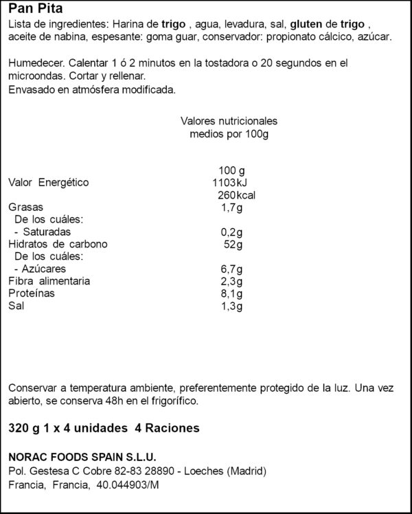 LA BOULANGERE PA DE PITA GRIEGO 320GR