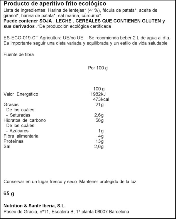 GERBLE BIO SNACKS LLENTIES 65GR