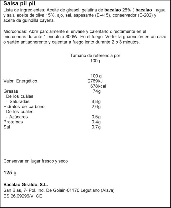 GIRALDO SALSA PIL PIL 125GR