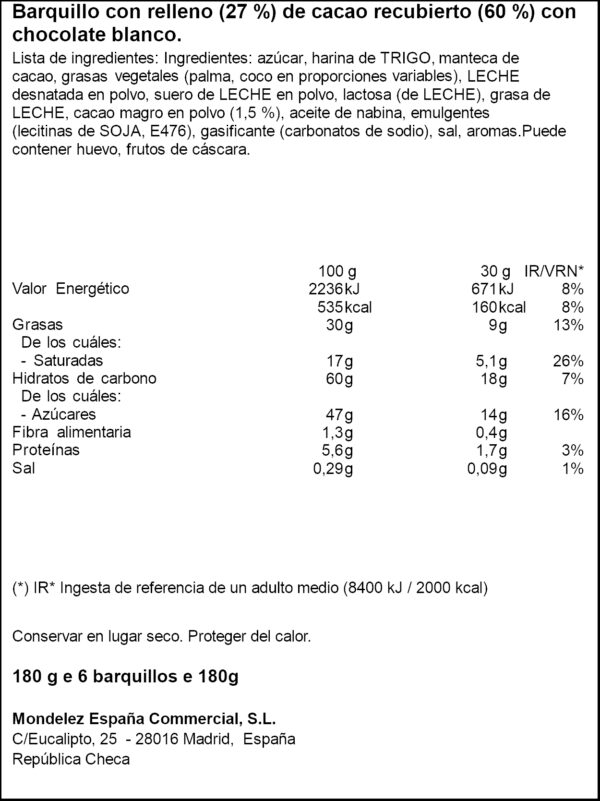 MILKA WAFER XOCO-BLANC 180GR