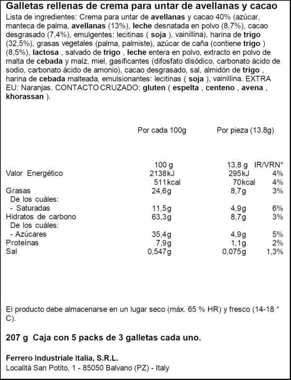 NUTELLA BARRETES DE XOCO T3X5 207GR