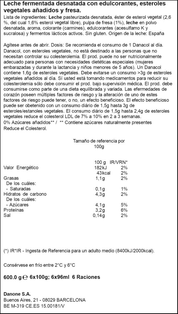 DANONE DANACOL MADUIXA 6X100GR