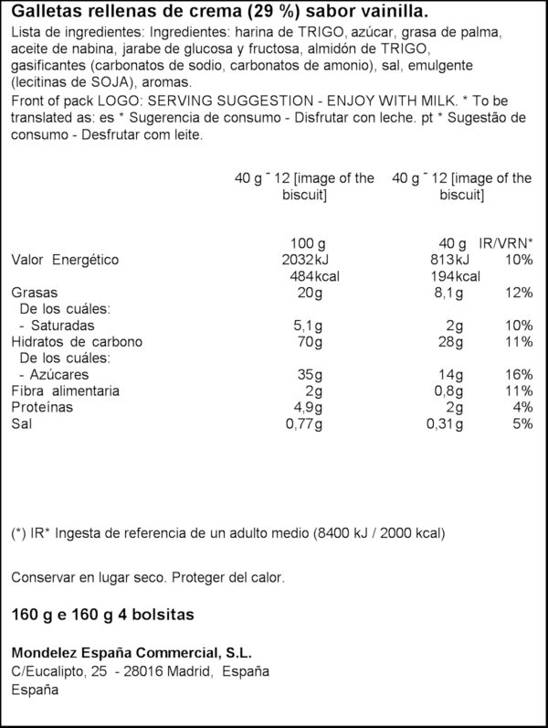 OREO MINI GOLDEN 160GR EN 4 BOSETES