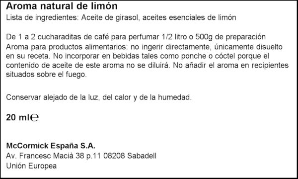 VAHINE AROMA LLIMONA 20ML