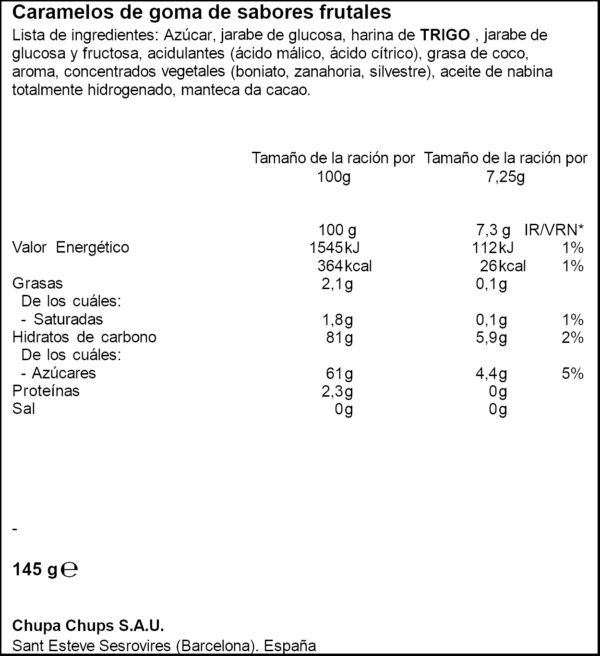 CHUPACHUPS LLENGUES 145GR