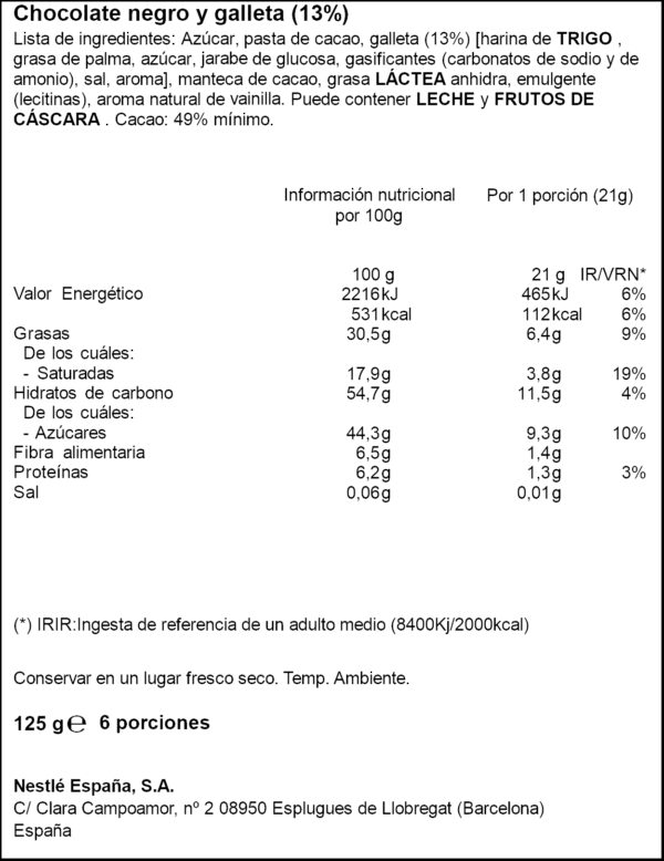 NESTLE XOCO NEGRA EXTRA FI JUNGLY 125GR