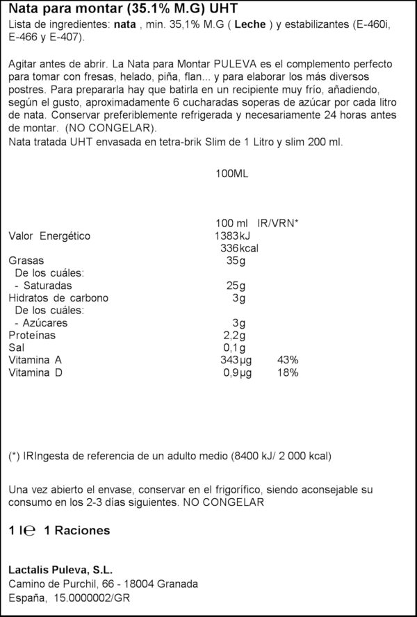 PULEVA NATA PER MUNTAR 1L