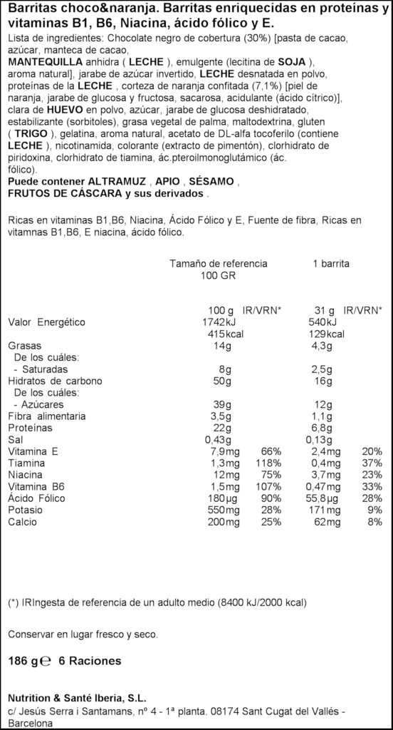 BIMANAN BARRETES XOCOLATA I TARONJA 6X186GR