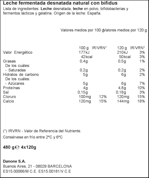 DANONE ACTIVIA IOGURT NATURAL 0% 4X120GR