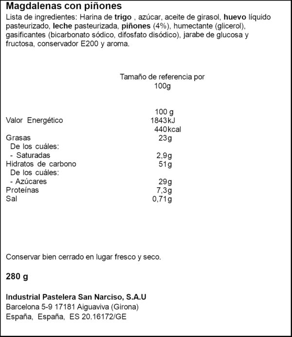 INPANASA MAGDALENES QUADRADES 280GR