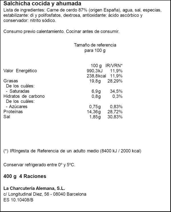 SCHARA SALSIT. FRANKFURT S/GLTN 400G