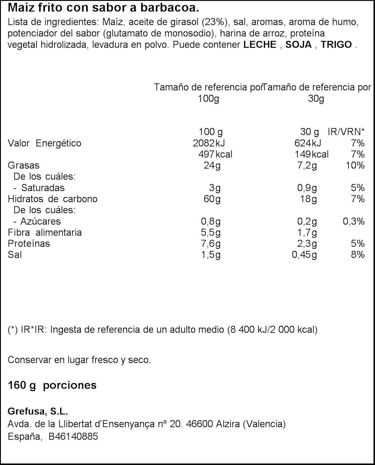 MISTERCORN BLAT DE MORO GREFUSA 160G