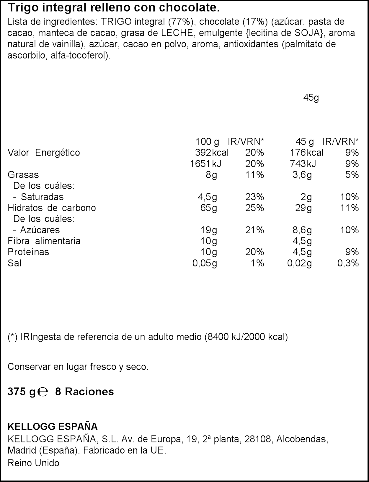 KELLOGG`S CEREALS ALL BRAN XOCO 375GR