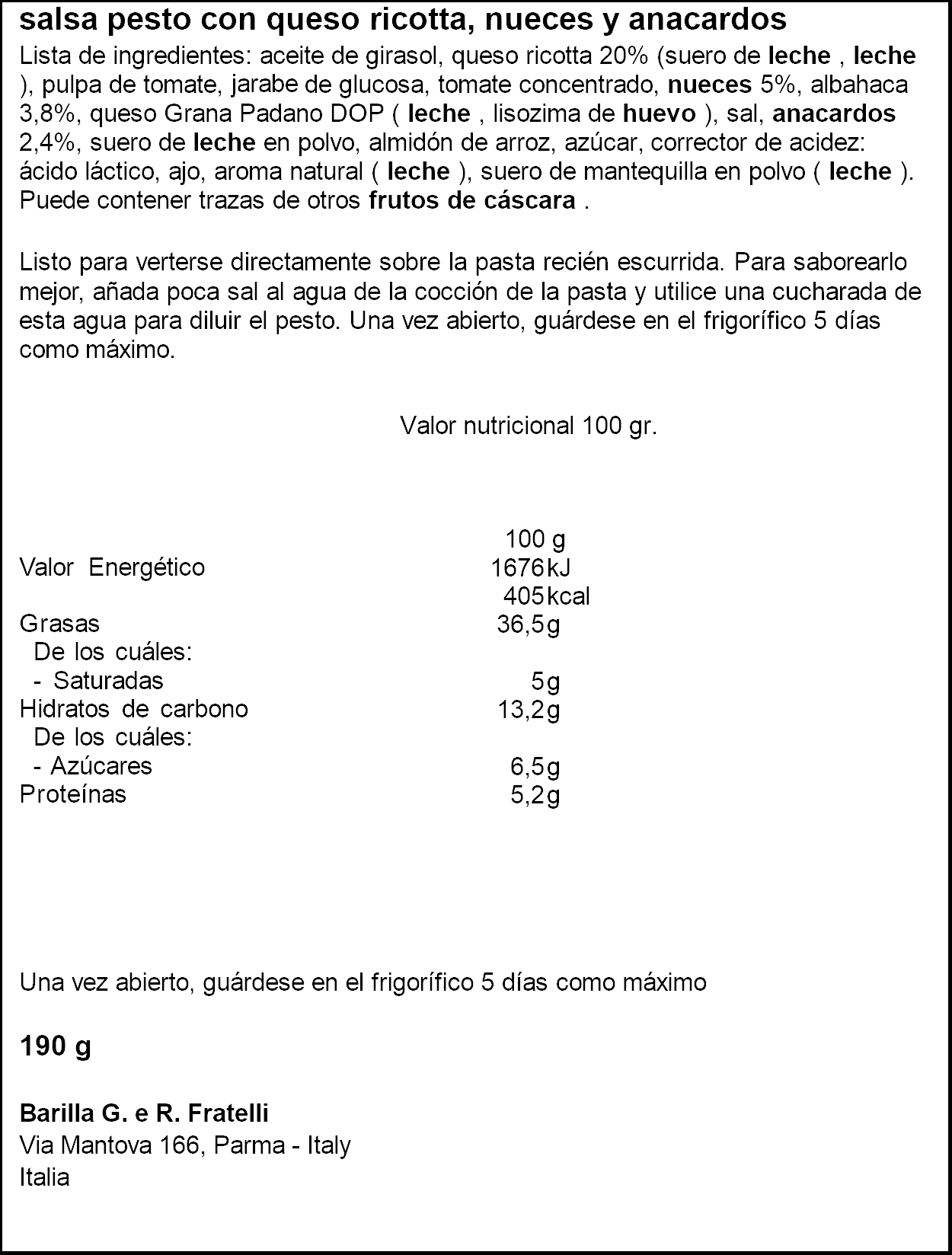 BARILLA PESTO SICILIANA 190GR