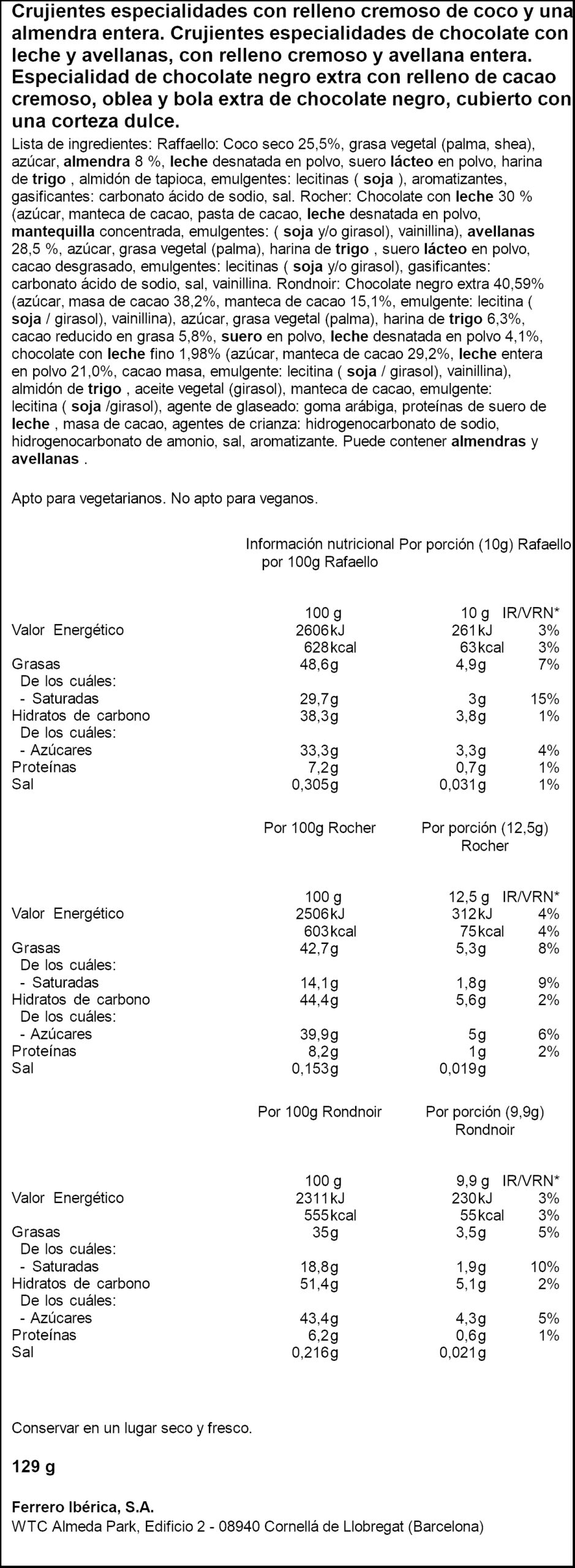 FERRRERO ROCHER BOMBÓ COLLECTION ARBRE 12X 129GR